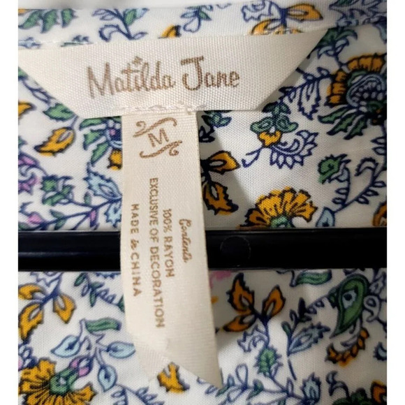 Matilda Jane Dress Sz M Floral Cottagecore Pintucked Lace Button Boho Femme Thin - Picture 3 of 10